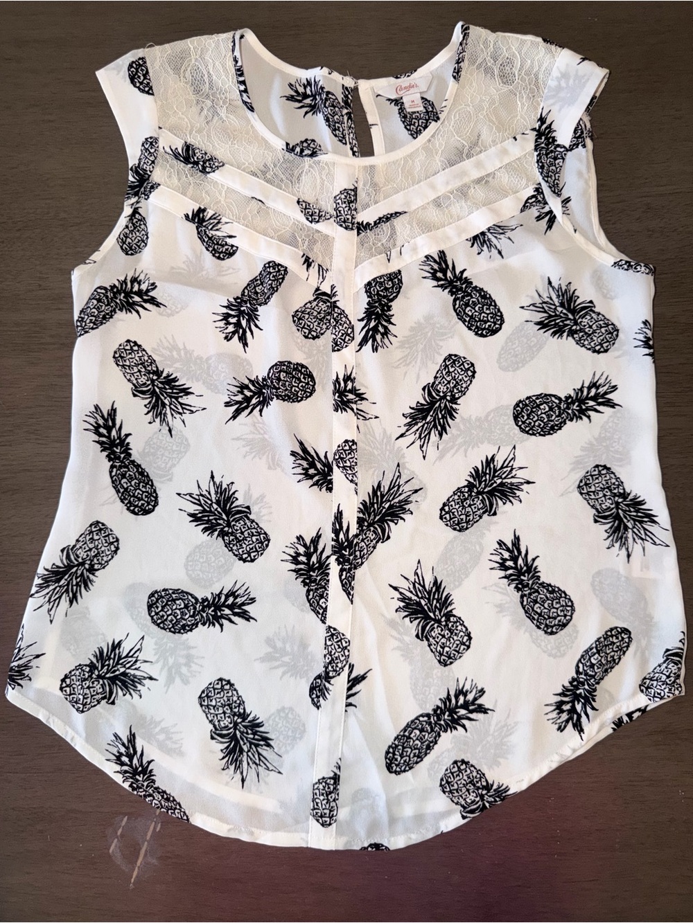 Candie’s Black & White Pineapple Lace Blouse